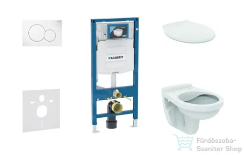 Geberit Duofix falra szerelhető WC szett, Ideal Standard Alpha WC ülőkével, Geberit Sigma 01 alpesi fehér nyomólappal SANI11CD3124