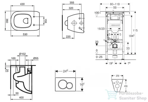 Geberit Duofix falra szerelhető WC szett, Ideal Standard Tesi WC ülőkével, Geberit Sigma 01 alpesi fehér nyomólappal SANI11CD3125