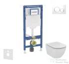 Geberit Duofix falra szerelhető WC szett, Ideal Standard Tesi WC ülőkével, Geberit Sigma 20 fényes fehér/króm nyomólappal SANI11CD3126
