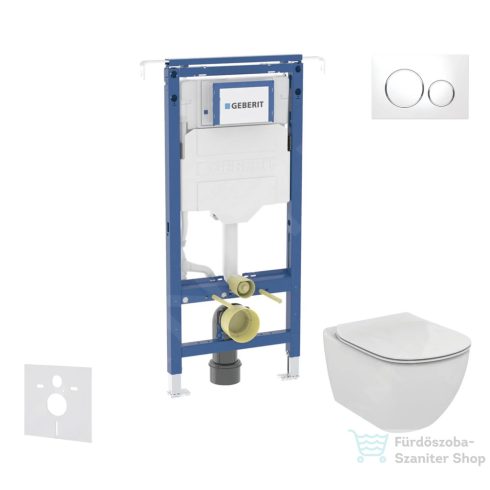 Geberit Duofix falra szerelhető WC szett, Ideal Standard Tesi WC ülőkével, Geberit Sigma 20 fényes fehér/króm nyomólappal SANI11CD3126