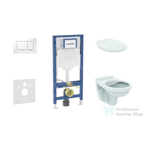 Geberit Duofix falra szerelhető WC szett, Ideal Standard Alpha WC ülőkével, Geberit Sigma 30 fehér/króm nyomólappal SANI11CD3128