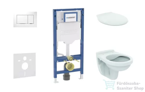 Geberit Duofix falra szerelhető WC szett, Ideal Standard Alpha WC ülőkével, Geberit Sigma 30 fehér/króm nyomólappal SANI11CD3128