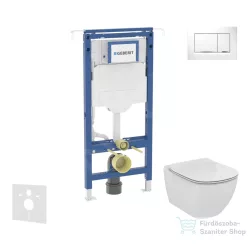   Geberit Duofix falra szerelhető WC szett, Ideal Standard Tesi WC ülőkével, Geberit Sigma 30 fényes fehér/króm nyomólappal SANI11CD3129