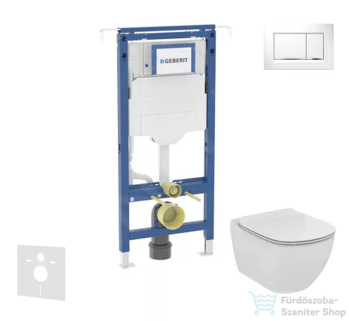 Geberit Duofix falra szerelhető WC szett, Ideal Standard Tesi WC ülőkével, Geberit Sigma 30 fényes fehér/króm nyomólappal SANI11CD3129