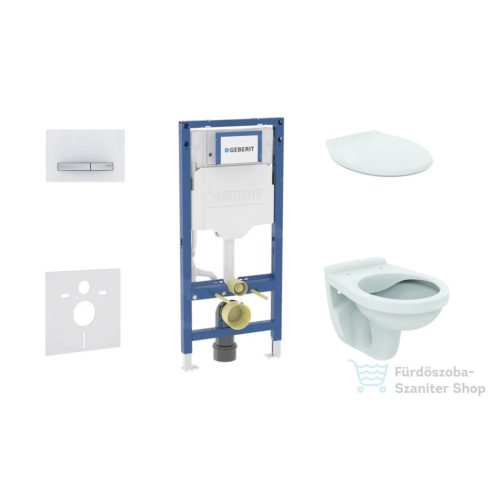 Geberit Duofix falra szerelhető WC szett, Ideal Standard Alpha WC ülőkével, Geberit Sigma 50 alpesi fehér/króm nyomólappal SANI11CD3131