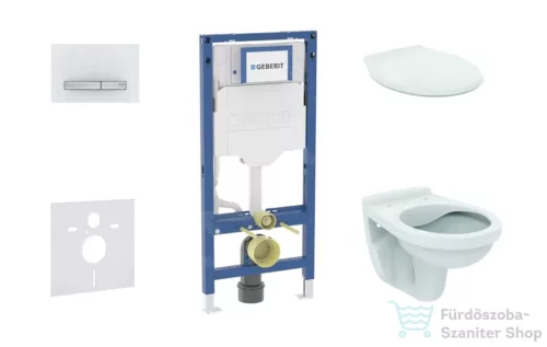 Geberit Duofix falra szerelhető WC szett, Ideal Standard Alpha WC ülőkével, Geberit Sigma 50 alpesi fehér/króm nyomólappal SANI11CD3131