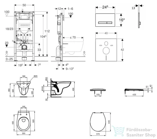 Geberit Duofix falra szerelhető WC szett, Ideal Standard Alpha WC ülőkével, Geberit Sigma 50 alpesi fehér/króm nyomólappal SANI11CD3131