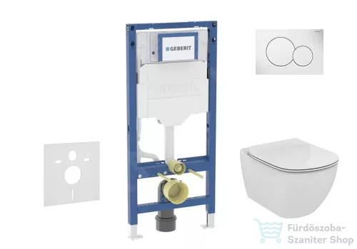Geberit Duofix falra szerelhető WC szett, Ideal Standard Tesi Aquablade Wc soft close ülőkével, Sigma 01 alpesi fehér nyomólappal SANI11CD3132