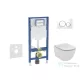 Geberit Duofix falra szerelhető WC szett, Ideal Standard Tesi Aquablade Wc soft close ülőkével, Sigma 20 fehér/króm nyomólappal SANI11CD3135