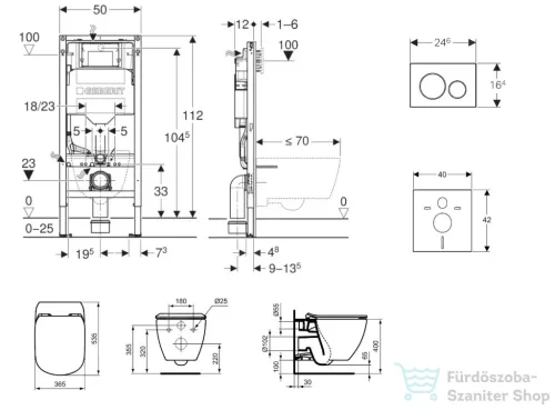 Geberit Duofix falra szerelhető WC szett, Ideal Standard Tesi Aquablade Wc soft close ülőkével, Sigma 20 fehér/króm nyomólappal SANI11CD3135