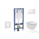 Geberit Duofix falra szerelhető WC szett, Ideal Standard Tesi Aquablade Wc soft close ülőkével, Sigma 30 fehér/króm nyomólappal SANI11CD3136