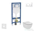 Geberit Duofix falra szerelhető WC szett, Ideal Standard Tesi Aquablade WC soft close ülőkével, Geberit Sigma 20 fényes fehér/króm nyomólappal SANI11CD3137