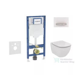   Geberit Duofix falra szerelhető WC szett, Ideal Standard Tesi Aquablade Wc soft close ülőkével, Sigma 50 alpesi fehér/króm nyomólappal SANI11CD3139