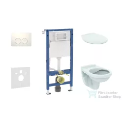   Geberit Duofix falra szerelhető WC szett, Ideal Stanard Alpha WC és ülőke, Geberit Delta 21 alpesi fehér nyomólappal SANI11CD3140