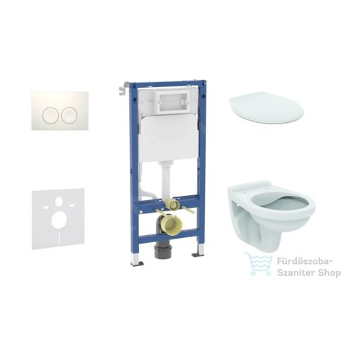 Geberit Duofix falra szerelhető WC szett, Ideal Stanard Alpha WC és ülőke, Geberit Delta 21 alpesi fehér nyomólappal SANI11CD3140