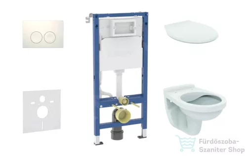 Geberit Duofix falra szerelhető WC szett, Ideal Stanard Alpha WC és ülőke, Geberit Delta 21 alpesi fehér nyomólappal SANI11CD3140