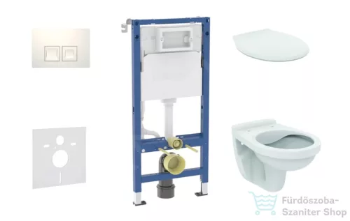 Geberit Duofix falra szerelhető WC szett, Ideal Stanard Alpha WC és ülőke, Geberit Delta 35 alpesi fehér nyomólappal SANI11CD3143