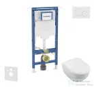 Geberit Duofix falra szerelhető WC szett, Villeroy & Boch Subway 2.0 CeramicPlus WC soft close ülőkével, Geberit Sigma 01 fényes króm nyomólappal SANI11CK1100
