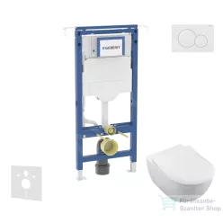   Geberit Duofix falra szerelhető WC szett, Villeroy & Boch Subway 2.0 CeramicPlus WC soft close ülőkével, Geberit Sigma 01 fényes króm nyomólappal SANI11CK1100