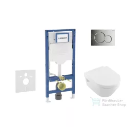   Geberit Duofix falra szerelhető WC szett, Villeroy & Boch Architectura WC CeramicPlus bevonattal és softclose ülőkével, Sigma 01 fényes króm nyomólappal SANI11CK1101