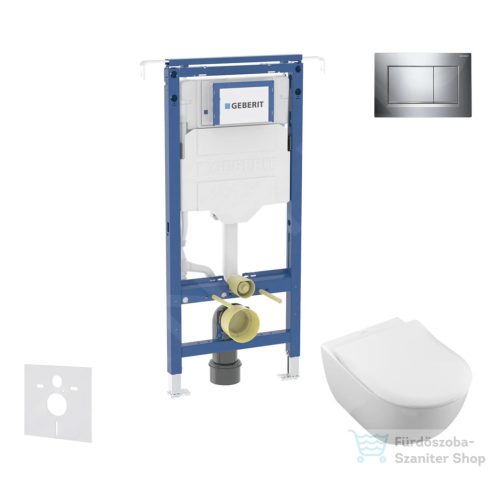 Geberit Duofix falra szerelhető WC szett, Villeroy & Boch Subway 2.0 CeramicPlus WC soft close ülőkével, Geberit Sigma 30 fényes/matt króm nyomólappal SANI11CK1102