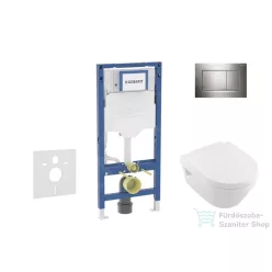   Geberit Duofix falra szerelhető WC szett, Villeroy & Boch Architectura WC CeramicPlus bevonattal és softclose ülőkével, Sigma 30 fényes króm nyomólappal SANI11CK1105