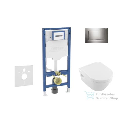 Geberit Duofix falra szerelhető WC szett, Villeroy & Boch Architectura WC CeramicPlus bevonattal és softclose ülőkével, Sigma 30 fényes króm nyomólappal SANI11CK1105