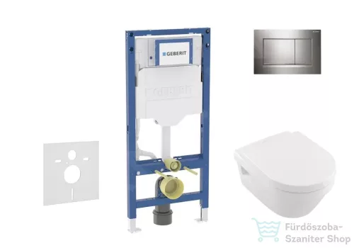 Geberit Duofix falra szerelhető WC szett, Villeroy & Boch Architectura WC CeramicPlus bevonattal és softclose ülőkével, Sigma 30 fényes króm nyomólappal SANI11CK1105