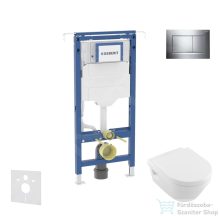   Geberit Duofix falra szerelhető WC szett, Villeroy & Boch Omnia Architectura Directflush CeramicPlus WC soft close ülőkével, Geberit Sigma 30 fényes/matt króm nyomólappal SANI11CK1107