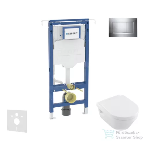 Geberit Duofix falra szerelhető WC szett, Villeroy & Boch Omnia Architectura Directflush CeramicPlus WC soft close ülőkével, Geberit Sigma 30 fényes/matt króm nyomólappal SANI11CK1107