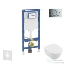   Geberit Duofix falra szerelhető WC szett, Villeroy & Boch Omnia Architectura Directflush CeramicPlus WC soft close ülőkével, Geberit Sigma 01 fényes króm nyomólappal SANI11CK1108