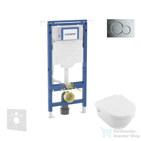 Geberit Duofix falra szerelhető WC szett, Villeroy & Boch Omnia Architectura Directflush CeramicPlus WC soft close ülőkével, Geberit Sigma 01 fényes króm nyomólappal SANI11CK1108