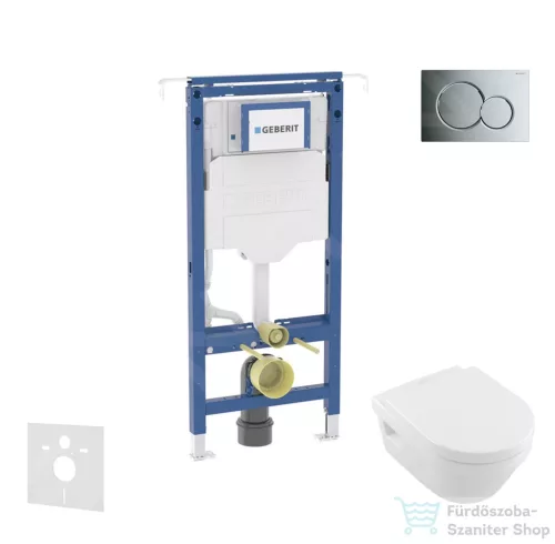 Geberit Duofix falra szerelhető WC szett, Villeroy & Boch Omnia Architectura Directflush CeramicPlus WC soft close ülőkével, Geberit Sigma 01 fényes króm nyomólappal SANI11CK1108