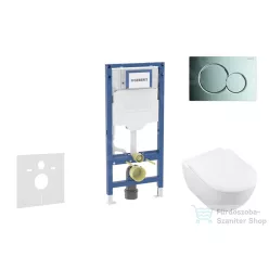   Geberit Duofix falra szerelhető WC szett, Villeroy & Boch Subway 2.0 CeramicPlus WC soft close ülőkével, Geberit Sigma 01 fényes króm nyomólappal SANI11CK1109