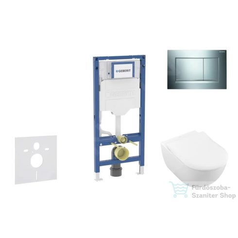 Geberit Duofix falra szerelhető WC szett, Villeroy & Boch Subway 2.0 CeramicPlus WC soft close ülőkével, Geberit Sigma 30 fényes/matt króm nyomólappal SANI11CK1113