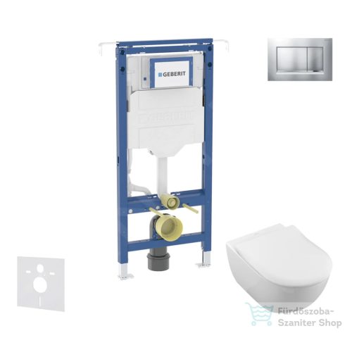 Geberit Duofix falra szerelhető WC szett, Villeroy & Boch Subway 2.0 CeramicPlus WC soft close ülőkével, Geberit Sigma 30 matt/fényes króm nyomólappal SANI11CK2101