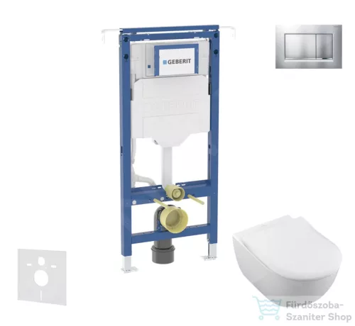Geberit Duofix falra szerelhető WC szett, Villeroy & Boch Subway 2.0 CeramicPlus WC soft close ülőkével, Geberit Sigma 30 matt/fényes króm nyomólappal SANI11CK2101