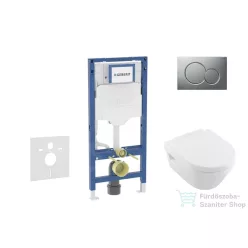   Geberit Duofix falra szerelhető WC szett, Villeroy & Boch Architectura WC CeramicPlus bevonattal és softclose ülőkével, Sigma 01 matt króm nyomólappal SANI11CK2102