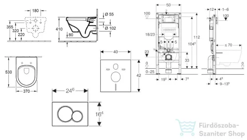 Geberit Duofix falra szerelhető WC szett, Villeroy & Boch Architectura WC CeramicPlus bevonattal és softclose ülőkével, Sigma 01 matt króm nyomólappal SANI11CK2102