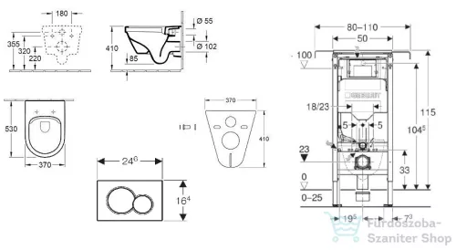 Geberit Duofix falra szerelhető WC szett, Villeroy & Boch Omnia Architectura Directflush CeramicPlus WC soft close ülőkével, Geberit Sigma 01 matt króm nyomólappal SANI11CK2109