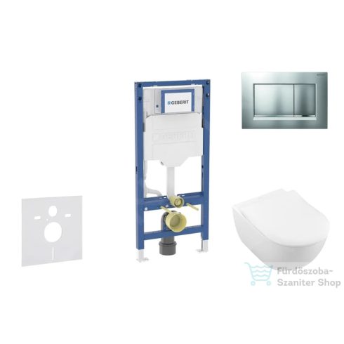 Geberit Duofix falra szerelhető WC szett, Villeroy & Boch Subway 2.0 CeramicPlus WC soft close ülőkével, Geberit Sigma 30 matt/fényes króm nyomólappal SANI11CK2114