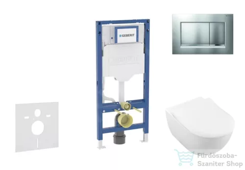 Geberit Duofix falra szerelhető WC szett, Villeroy & Boch Subway 2.0 CeramicPlus WC soft close ülőkével, Geberit Sigma 30 matt/fényes króm nyomólappal SANI11CK2114