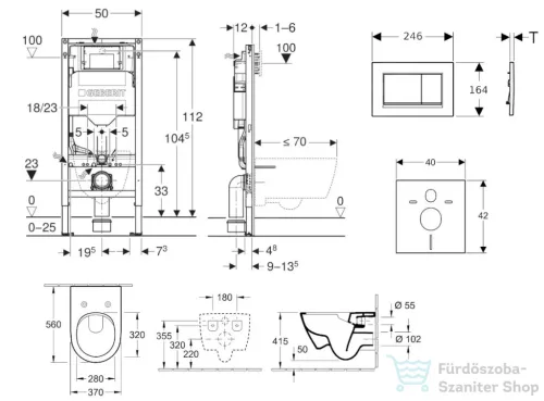 Geberit Duofix falra szerelhető WC szett, Villeroy & Boch Subway 2.0 CeramicPlus WC soft close ülőkével, Geberit Sigma 30 matt/fényes króm nyomólappal SANI11CK2114