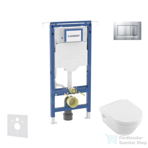 Geberit Duofix falra szerelhető WC szett, Villeroy & Boch Omnia Architectura Directflush CeramicPlus WC soft close ülőkével, Geberit Sigma 30 matt/fényes króm nyomólappal SANI11CK2115