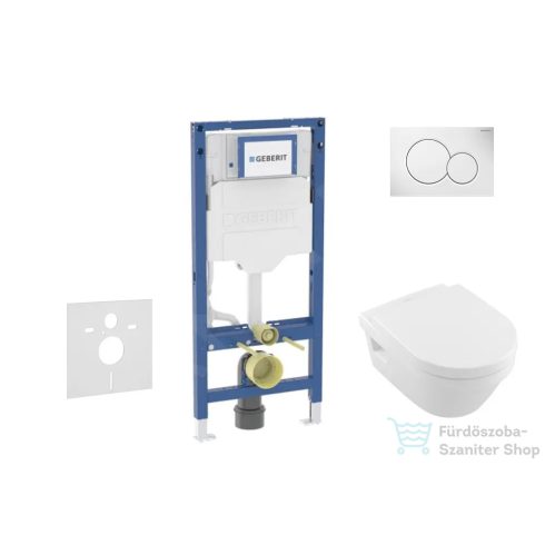 Geberit Duofix falra szerelhető WC szett, Villeroy & Boch Architectura WC CeramicPlus bevonattal és softclose ülőkével, Sigma 01 alpesi fehér nyomólappal SANI11CK3100