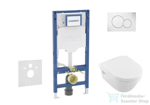 Geberit Duofix falra szerelhető WC szett, Villeroy & Boch Architectura WC CeramicPlus bevonattal és softclose ülőkével, Sigma 01 alpesi fehér nyomólappal SANI11CK3100