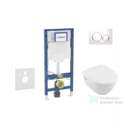   Geberit Duofix falra szerelhető WC szett, Villeroy & Boch Architectura WC CeramicPlus bevonattal és softclose ülőkével, Sigma 20 fehér/króm nyomólappal SANI11CK3103