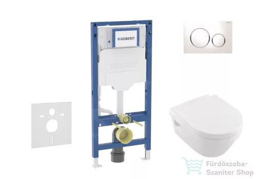 Geberit Duofix falra szerelhető WC szett, Villeroy & Boch Architectura WC CeramicPlus bevonattal és softclose ülőkével, Sigma 20 fehér/króm nyomólappal SANI11CK3103