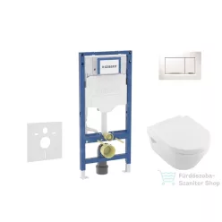   Geberit Duofix falra szerelhető WC szett, Villeroy & Boch Architectura WC CeramicPlus bevonattal és softclose ülőkével, Sigma 30 fehér/króm nyomólappal SANI11CK3104
