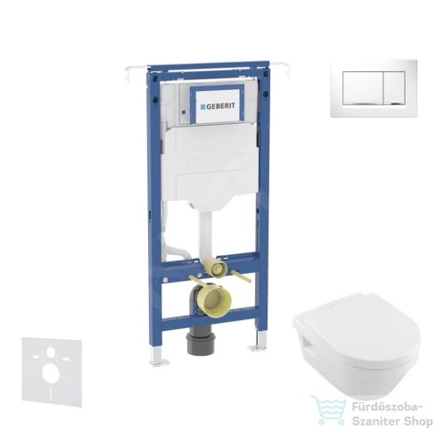 Geberit Duofix falra szerelhető WC szett, Villeroy & Boch Omnia Architectura Directflush CeramicPlus WC soft close ülőkével, Geberit Sigma 30 fehér/króm nyomólappal SANI11CK3105